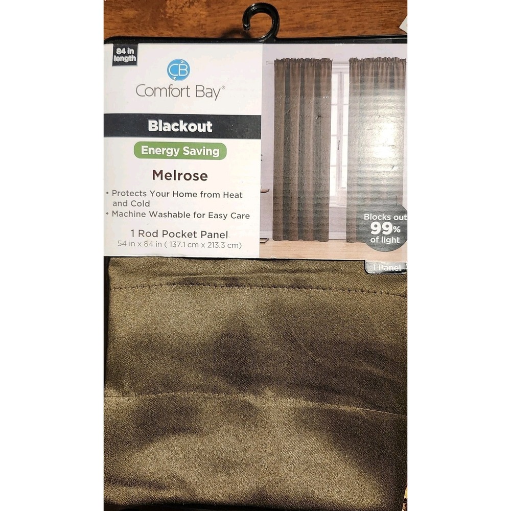 Comfort Bay Melrose‎ Blackout Curtain Panel 54x84" Energy Saving Brown